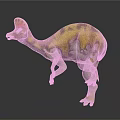 Dinosaur 3D Model Standing With Colorful Head Crest Yellow Green Purple Body