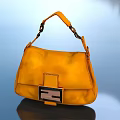 Stylish Yellow Handbag With Square Buckle And Leather Material For Daily Use