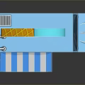 Blue Ice Cream Truck with Waffle Cone and Striped Awning Serving Cold Sweet Treats