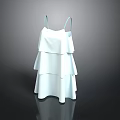 Elegant White Spaghetti Strap Dress With Layered Ruffled Tiers For Women