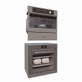Stainless Steel Modern Stacked Built in Kitchen Appliances Ovens with Glass Door and White Bowls