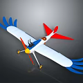 Colorful Space Model Aircraft With Blue Red Wings White Body And Propeller