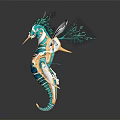Mythical Character With Seahorse Like Creature Form Aura And Coral Details