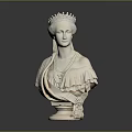 Medical Device Anatomical Bust Model In White Marble For Educational Use 3d model