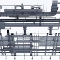 Industrial Ceiling Structure Design With Metal Framework Pipes And Lighting Fixtures 3d model