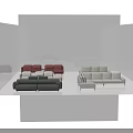 Red Gray Beige Sofa and Coffee Table Set with Various Modern Living Room Designs 3d model