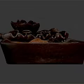 Decorative Sculpture With Brown Bowl Base Lotus Leaf And Red Fish Design