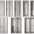 Assorted Modern Hinged Doors For Interior Design With Decorative Borders And Glass Panels 3d model