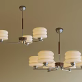 Modern Chandeliers Featuring Layered White Glass Shades And Metal Wooden Arms