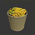 Stylish Wicker Basket Filled With Fresh Yellow Bananas For Home Use