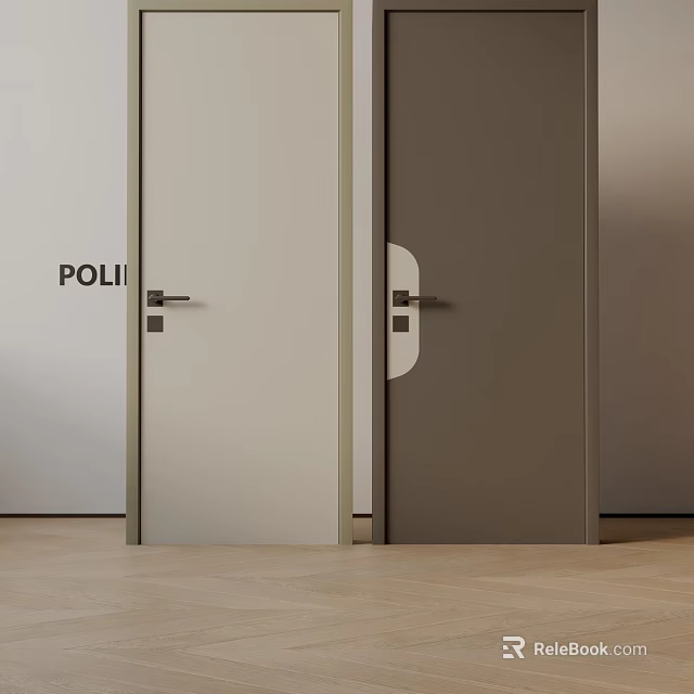 POLI Hinged Doors Modern Interior Design With Different Colors And Handles 3d model
