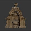 Garden Ornament Classical Stone Design With Arched Structure Top Urn And Water Basin