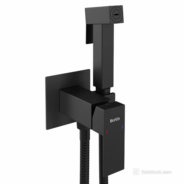 Black Wall Mounted Toilet Faucet Design With BAXD Brand And Modern Style 3d model 