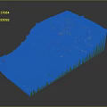 Landscape Garden Design Model with Layered Terrain Hills Green Vegetation and Stream