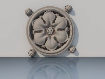 Swing Door With Carved Floral Pattern Classical Style Decorative Element On Surface 3d model