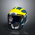 Green And Yellow Riddell Football Helmet With Face Mask As Weapon