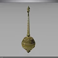 Ancient Golden Decorative Weapon With Intricate Patterns And Spherical Base Design 3d model