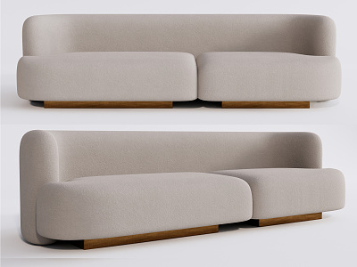 Modern Double Sofa Fabric Double Sofa Multiplayer Sofa 3d model