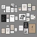 Photo Wall Featuring Framed Prints in Various Sizes Black White and Color Artwork and Typography