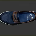 Stylish Blue Casual Shoes With Brown Trim And Light Sole For Daily Wear