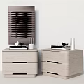 Pair of Modern Light Wood Bedside Tables With Drawers Books And Decorative Ornaments