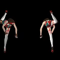 Game Movie Character In Red And White Suspender Outfit With White Stockings And Red Shoes