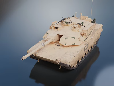 Desert Camouflage Modern Military Battle Tank With Turret Cannon And Tracks 3d model
