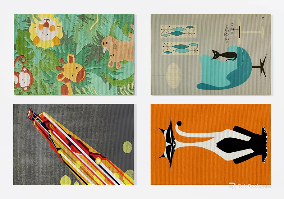 Square Area Rugs With Animal Prints Geometric Patterns And Abstract Designs 3d model