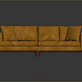 Modern Orange Tufted Sectional Sofa With Plush Cushions And Wooden Legs