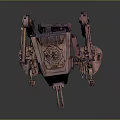 Robotic Character Design of Four Legged Mechanical Walker With Metallic Structure And Detailed Joints