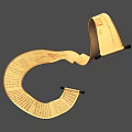 Ancient Yellow Scroll with Traditional Chinese Text Curved Shape and Black Rollers