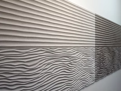 Contemporary Decorative Wall with Textured Horizontal Stripes and Wave Patterns for Modern Home Interiors 3d model