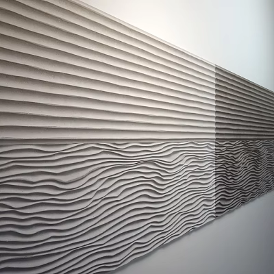 Contemporary Decorative Wall with Textured Horizontal Stripes and Wave Patterns for Modern Home Interiors 3d model
