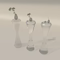 Modern Glass Pedestal Decorative Ornament Set with Small Plants and Candle Accents