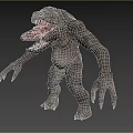 Game Movie Monster Character With Gray Skin Open Mouth Sharp Teeth And Long Claws