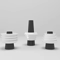 Modern Minimalist Black And White Three-Piece Stacked Disc Design Decorative Figurine Set For Home Decor