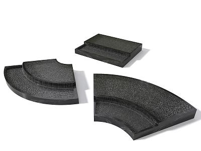 Modern Water Fountain Components With Curved And Rectangular Black Structures 3d model