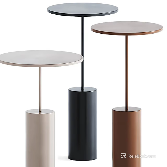 Modern Round Side Tables With Different Colored Bases And Circular Tops 3d model