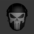 Black Tactical Helmet Featuring White Skull Face Design And Durable Shell 3d model