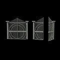 Stylish Metal Double Doors With Intricate Geometric Patterns And One Open