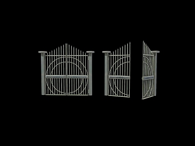 Old metal iron patio door 3d model