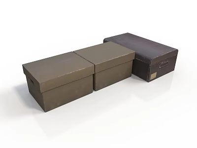 Set Of Brown Storage Boxes For Home Organization And Clutter Control 3d model