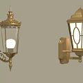 Classic Golden Wall Lamps Furniture With Glass Shades And Ornate Brass Design