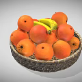 Wicker Basket Filled With Fresh Oranges And Yellow Bananas For Daily Use