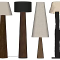 Modern Floor Lamps With Various Designs Wooden Bases And Fabric Shades