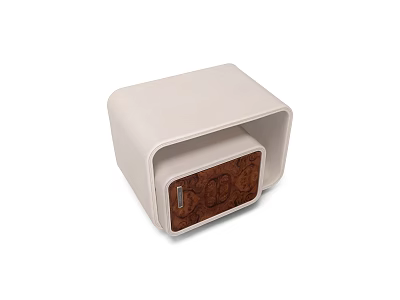 Modern White Nightstand Design With Wooden Drawer And Sleek Storage Compartment 3d model