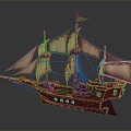 Chinese Boat Sailing Cartoon Sailing 3d model