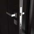 Dark Brown Wooden Hinged Doors With Metal Handles Open And Closed Design