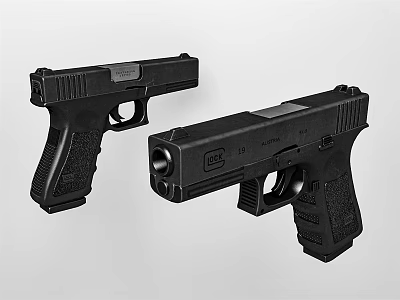 Two Modern Black Semi Automatic Handguns With Tactical Design Features 3d model