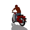 Man Riding Red and White Motorcycle with Red Helmet and Orange T-Shirt